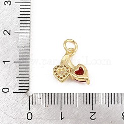 真鍮マイクロペーブカラフルな立方ジルコニアペンダント  さくらんぼのチャーム  ゴールドカラー  12x12x4mm  穴：3mm&nbsp;KK-E798-06A-G