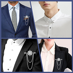 2Pcs Helm Zinc Alloy Hanging Chain Brooches with Crystal Rhinestone&nbsp;FIND-GF0006-83P