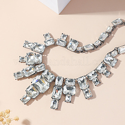 Exaggerated Party Zinc Alloy & Clear Glass Bib Necklaces for Glamorous Events&nbsp;RT5947