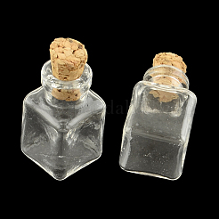 ビーズコンテナの直方体ガラス瓶  コルク栓付き  ウィッシングボトル  透明  2.68~2.75x1.55x1.55cm  穴：0.6のCM  ボトルネック：直径1.25cm  容量：2ml（0.06液量オンス）&nbsp;X1-AJEW-R045-05
