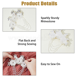 花のポリエステルの装飾アクセサリー  花嫁のベルト用  ドレス  サッシ  ホワイト  190x140x11mm&nbsp;DIY-WH0591-152