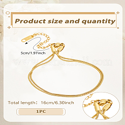 女性用ステンレススチールスネークチェーンマルチレイヤーブレスレット1個  18KGP本金メッキ  6-1/4インチ（16cm）&nbsp;BJEW-LP0015-15