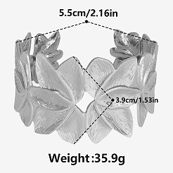 女性用エレガントな花柄 304 ステンレススチール カフ バングル  ステンレス鋼色  内径：2-1/8インチ（5.5cm）&nbsp;NF5675-1