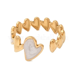 Heart 304 Stainless Steel Open Cuff Rings for Women&nbsp;RJEW-A091-02G