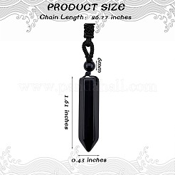 Natural Obsidian Bullet Pendant Necklace&nbsp;JN1043C