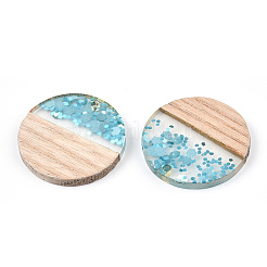 Transparent Resin & White Wood Pendants&nbsp;RESI-N039-54
