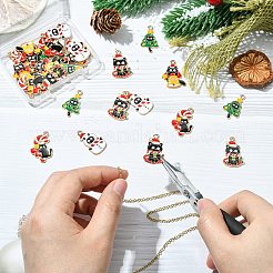 30個 5スタイル クリスマス 猫テーマ 合金エナメルペンダント  混合図形  25~26x15~19.5x1mm  穴：2mm  6個/スタイル&nbsp;ENAM-CJ0006-53