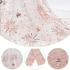 Star Moon Pattern Embroidered Polyester Mesh Fabrics&nbsp;DIY-WH0430-384B