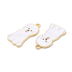 合金エナメルチャーム  ゴールドカラー  犬チャーム  ホワイト  28x14.5x1.5mm  穴：1.6mm&nbsp;X-ENAM-D046-07G