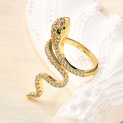 Brass Micro Pave Cubic Zirconia Cuff Rings&nbsp;RJEW-D308-03G-B