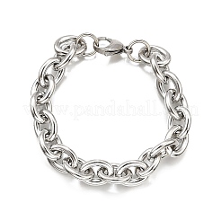 女性用304ステンレススチールアズキチェーンブレスレット  ステンレス鋼色  8-1/8インチ（20.5cm）&nbsp;BJEW-Q050-01C-P