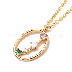 カラフルなキュービックジルコニア星座ペンダントネックレス  女性用ゴールデン 304 ステンレススチール ジュエリー  牡羊座  15.75インチ（40cm）&nbsp;LS-NJEW-H166-01D