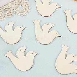 未完成の木製ペンダント装飾40個  ロープ付き  鳥類  湯通しアーモンド  6x8cm&nbsp;BIRD-CP0001-01