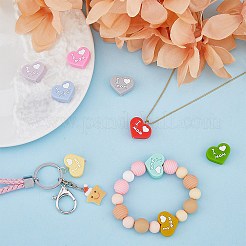 9pcs 9 colors Heart with Word Dad & Mom Silicone Beads&nbsp;SIL-FH0001-12