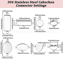 40個 4スタイル 304ステンレススチール カボションコネクタセッティング  プレーンエッジベゼルカップ  混合図形  ステンレス鋼色  トレイ：10~25x10~13.5mm  11~34x11~20x1.5~2mm  穴：2~2.5mm  10個/スタイル&nbsp;STAS-BBC0011-19