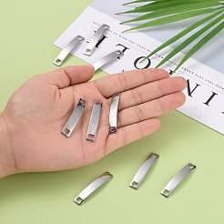変色防止長方形304ステンレススチールリンクコネクター  ステンレス鋼色  38.5x7x1mm  穴：4x4mm&nbsp;STAS-I045-40