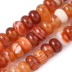 天然石赤瑪瑙ビーズ連売り  染め＆加熱  ロンデル  レッドオレンジ  8~8.5x4.5~5.5mm  穴：1.4mm  約41個/連  7.40~7.48''（18.8~19センチメートル）&nbsp;G-H295-C03-20