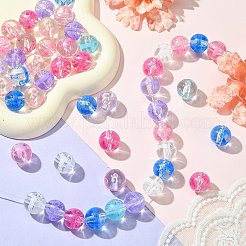 50 個の UV メッキ透明アクリルビーズ  花の丸  ミックスカラー  15.5mm  穴：2.5mm&nbsp;MACR-CJ0002-13