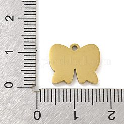 316サージカルステンレススチールエナメルチャーム  ちょう結びチャーム  ゴールドカラー  ライトシーグリーン  11x14x1.5mm  穴：1.5mm&nbsp;STAS-M073-16G