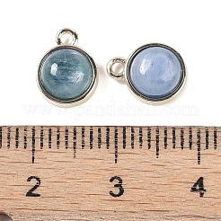 天然キヤナイトペンダント  ゴールデントーンラックメッキ真鍮  フラットラウンド  9.8x7.5x4.3mm  穴：1.2mm&nbsp;G-K372-03G-07