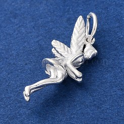 スターリングシルバーの天使ペンダント925個  丸カン＆スタンプ925個付き  銀  28.5x9.5x5mm  穴：3.5mm&nbsp;STER-G045-11S