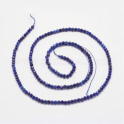 天然石ラピスラズリビーズ連売り  多面カット  ラウンド  2mm  穴：0.5mm  約190個/連  15.2インチ&nbsp;G-P279-53-2mm