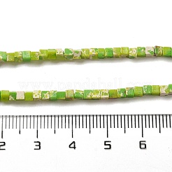合成インペリアルジャスパービーズ連売り  染め  キューブ  黄緑  2~2.5x2.5~3.5x2.5~3mm  穴：0.4mm  約157~165個/連  14.96~15.75''（38~40センチメートル）&nbsp;G-B064-A41