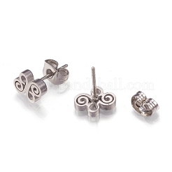 変色しにくい304ステンレススチールスタッドピアス  耳ナッツ  蝶  ステンレス鋼色  9.5x7.5x2mm  ピン：0.8mm  12のペア/カード&nbsp;EJEW-N045-12P