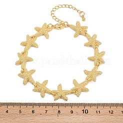 Starfish Brass Link Chain Bracelets for Women&nbsp;BJEW-K248-07A-G