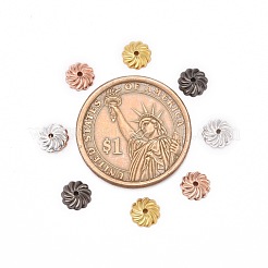 真鍮製フラワービーズキャップ  ミックスカラー  7x2mm  穴：1mm  約100個/10g&nbsp;X-KK-O043-02