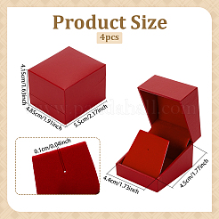 紙製ブローチ/バッジ収納ボックス  内側のベルベットと  長方形  暗赤色  4.85x5.5x4.15cm&nbsp;CON-WH0107-41B