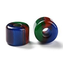 レジンヨーロピアンビーズ  大穴ビーズ  コラム  カラフル  13.5~14x17~17.5x17~17.5mm  穴：6mm&nbsp;RESI-U009-01A-02