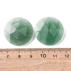 天然石グリーンアベンチュリンペンダント  多面カットフラットラウンドチャーム  25x6.5~7mm  穴：1mm&nbsp;G-H331-01B