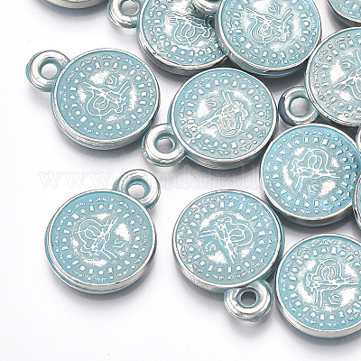 CCBプラスチックペンダント  フラットラウンド  プラチナ  17.5x13.5x2mm  穴：2mm  約1450個/500g&nbsp;CCB-S160-109-1