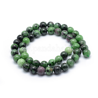 Natural Ruby in Zoisite Round Beads Strands&nbsp;G-P331-02-8mm-1