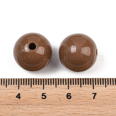 不透明なアクリルビーズ  ラウンド  キャメル  16x15mm  穴：2.8mm  約220個/500g&nbsp;MACR-S370-C16mm-A17-1