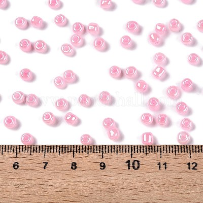 ガラスシードビーズ  セイロン  ラウンド  ピンク  6/0  4mm  穴：1.5mm  約4500個/ポンド&nbsp;SEED-A011-4mm-145-1