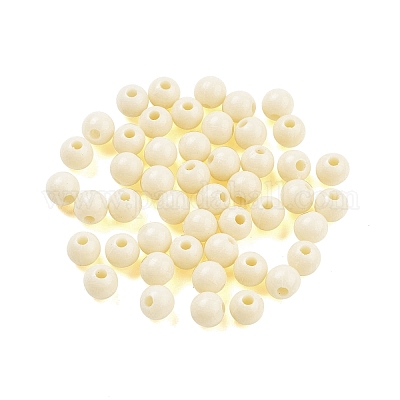 プラスチックビーズ  ラウンド  ベージュ  6x5.5mm  穴：1.8mm  約3846個/500g&nbsp;MACR-S378-01B-1