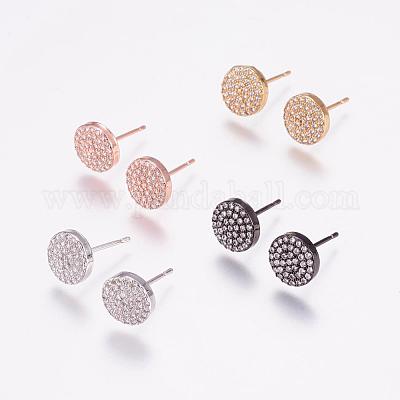 Brass Micro Pave Cubic Zirconia Stud Earrings&nbsp;EJEW-F125-06-1