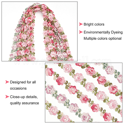 ポリエステルリボン  花柄  フラット  服飾材料  サクランボ色  3/4インチ（18x1.5mm）&nbsp;OCOR-WH0068-45A-1