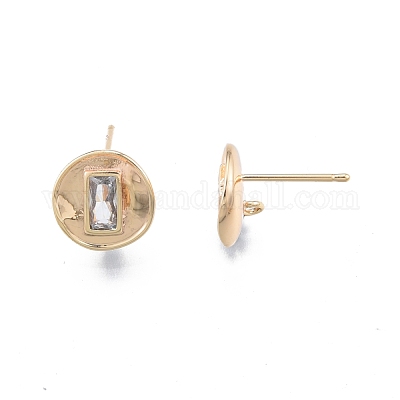 Brass Clear Cubic Zirconia Stud Earring Findings&nbsp;KK-G432-22G-1