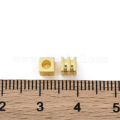 真鍮ビーズ  長持ちメッキ  キューブ  ゴールドカラー  4x4x4mm  穴：2mm&nbsp;KK-C071-05B-G-1