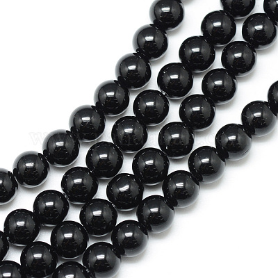 Synthetic Black Stone Bead Strands&nbsp;G-R345-10mm-35-1-1
