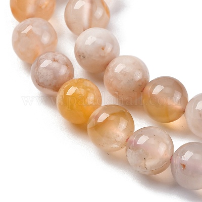 Natural Cherry Blossom Agate Beads Strands&nbsp;G-O166-02-8mm-01-1