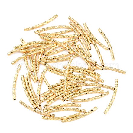 真鍮の質感のカーブチューブビーズ 18KGP本金メッキ 19.5x1.5mm 穴:0.9mm KK-H250-01B-G-1