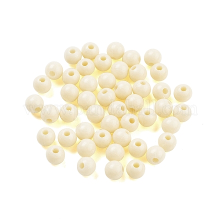 プラスチックビーズ  ラウンド  ベージュ  6x5.5mm  穴：1.8mm  約3846個/500g&nbsp;MACR-S378-01B-1