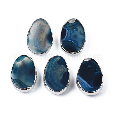 Natural Agate Slide Charms G-S359-382-1