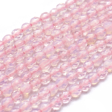 オパールビーズ連売り  多面カット  ラウンド  3.5~4mm  穴：0.7mm  約98個/連  14.17インチ（36cm）&nbsp;G-L557-44-4mm-1