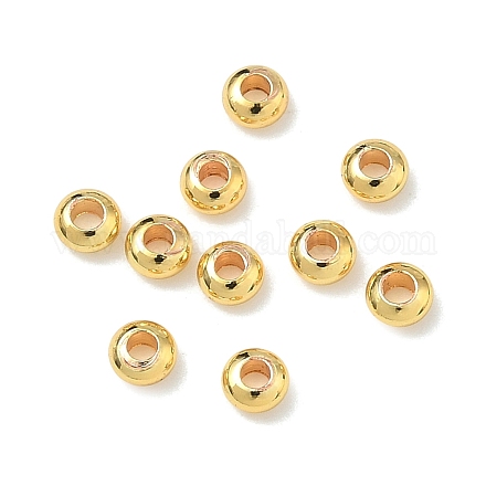 真鍮ビーズ ロンデル ラックめっき カドミウムフリー&鉛フリー 18KGP本金メッキ 3x1.5mm 穴:1.2mm KK-I476-30A-G-1