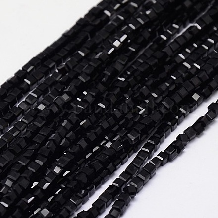 ガラスビーズ連売り  多面カット  キューブ  ブラック  3~3.5x3~3.5x3~3.5mm  穴：1mm  98~100個/連  28~30cm  約98~100個/連  13.8インチ&nbsp;EGLA-J028-3x3mm-02-1